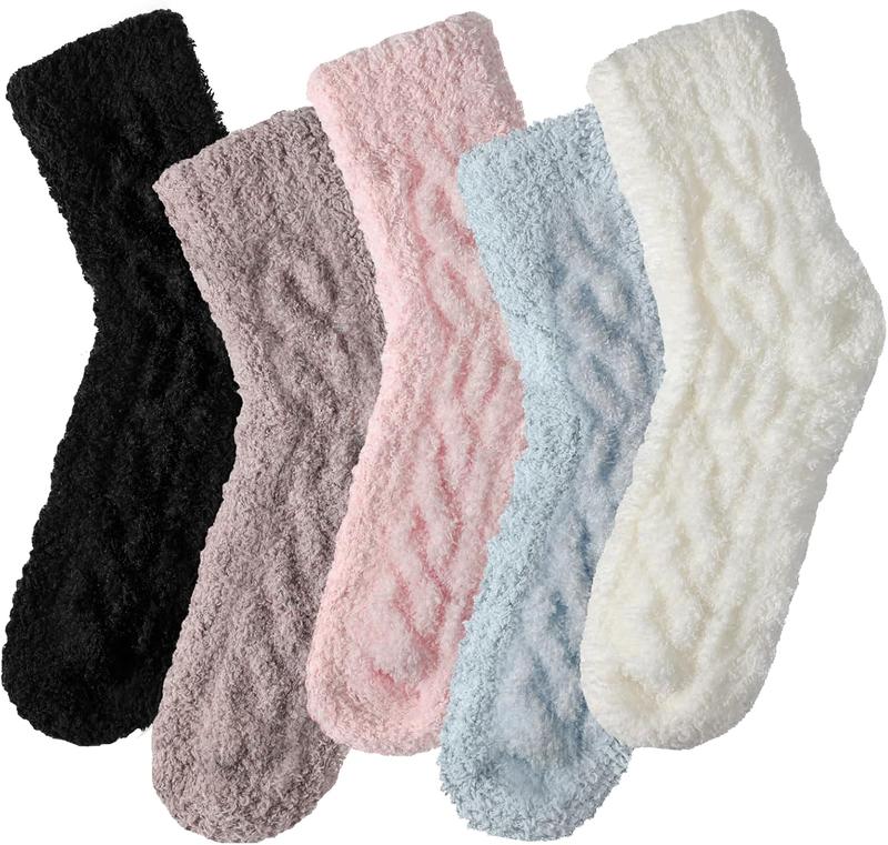 5 Pairs Fuzzy Socks for Women - Fluffy Socks Women, Cozy Socks for Women Slipper Socks