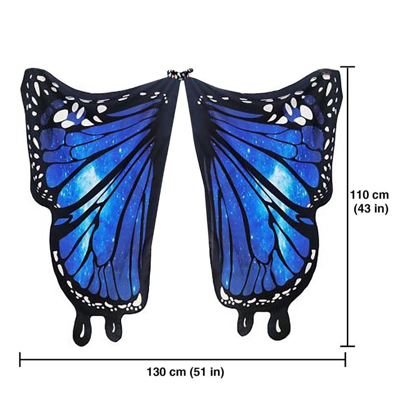 AWAYTR Butterflies Wings Shawl for Womens Halloween Fairy Ladies Cape Costume Accessories Party Dress Up Womenswear Butterfly Clothing