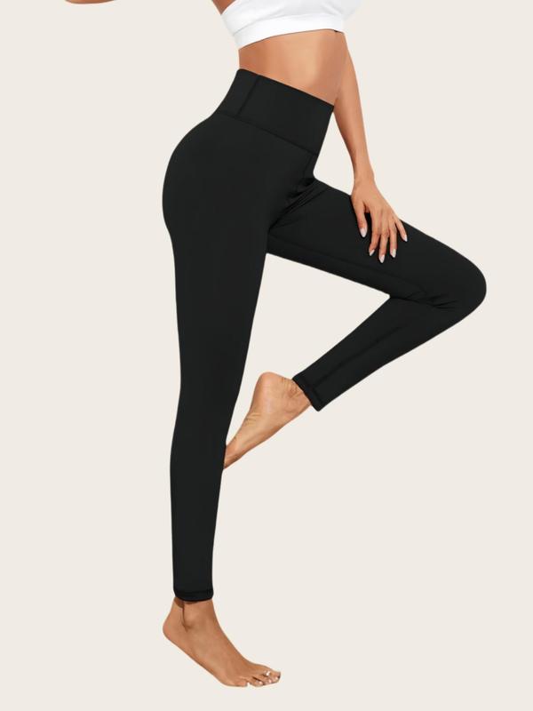 Women's Solid High Waist Thermal Lined Leggings, Casual Soft Warm Pants for Fall & Winter, Women's Bottoms for Indoor Outdoor Wear