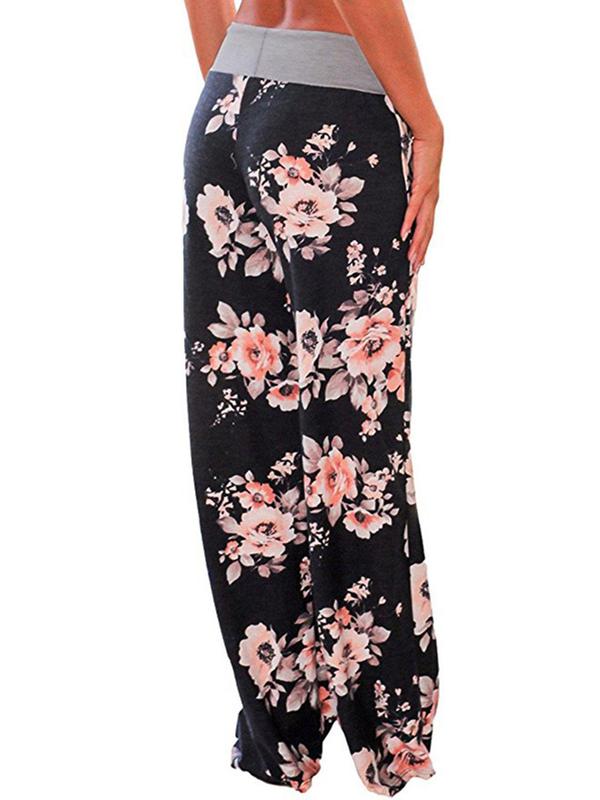 Women's Floral Print Drawstring Waist Wide Leg Pants, Pants for Women, Going Out Bottoms, Casual Comfy Trousers for Spring & Fall, Women's Bottoms for Daily Wear