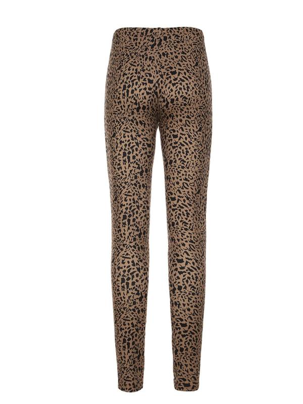 Women's Leopard Print Pants, Casual Comfy Skinny Pants for Daily Wear, Ladies Bottoms for All Seasons