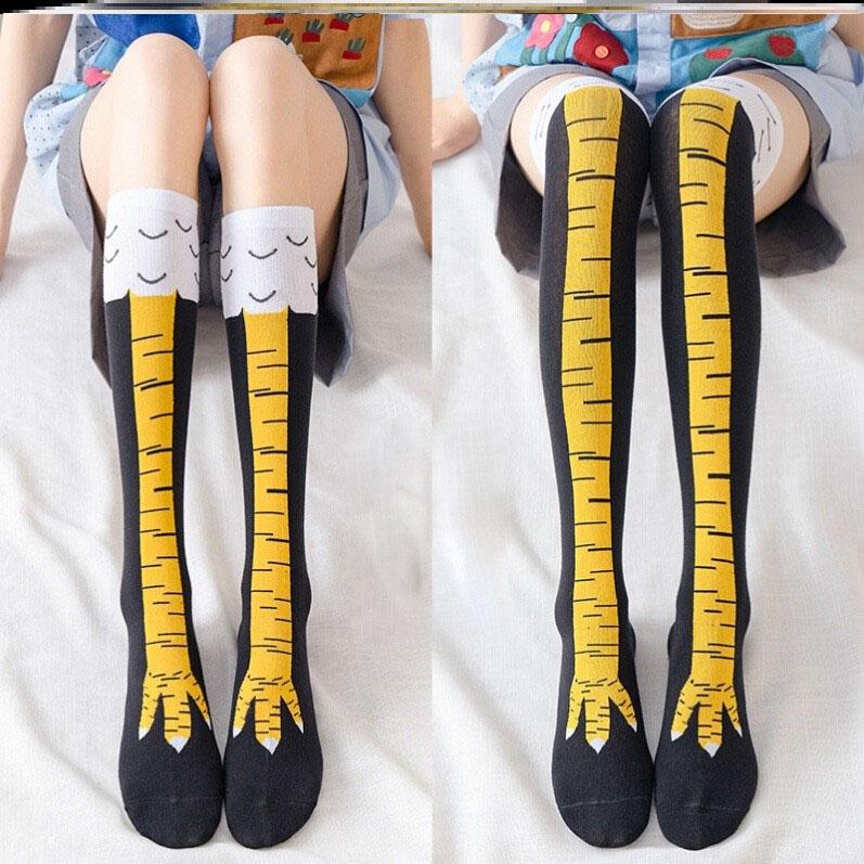 Women 3d Chicken Foot Socks Leg Knee High Socks Novelty Warm Stocking Gift