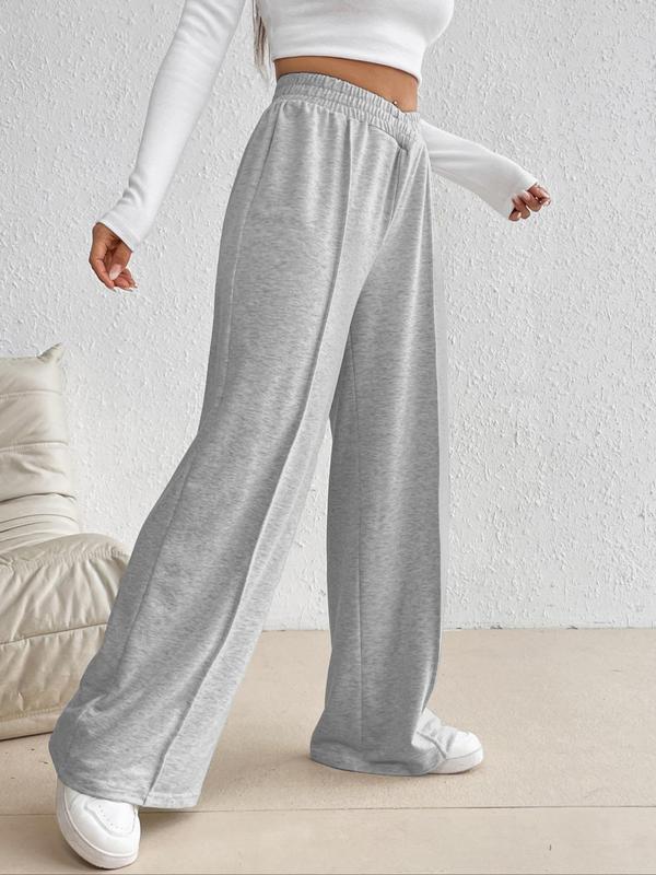 Women's Plain High Waist Wide Leg Sweatpants, Casual Solid Straight Leg Pants for Daily Wear, Ladies Bottoms for All Seasons