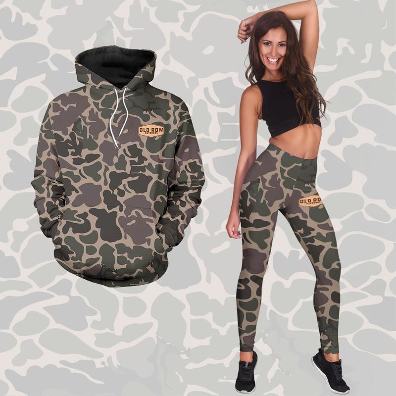 Old Row Outdoors Deer Badge Camo Legging Set Combo for Women - Cute 3D Hoodie Leggings 1