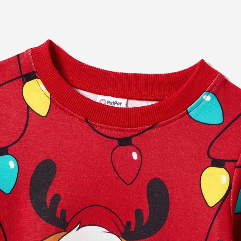 PatPat Christmas Family Matching Cartoon Reindeer & Lightbulb Print Long Sleeves Tops