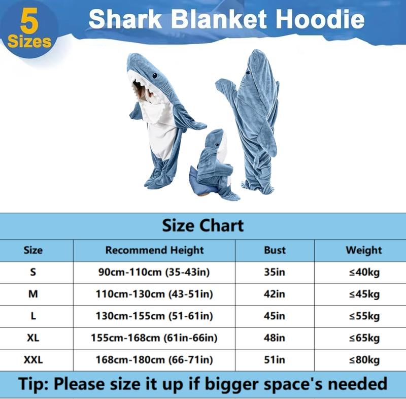 Shark Blanket Hoodie Onesie Adult & Kid, Wearable Shark Blanket, Shark Sleeping Bag, Soft Cozy Shark Onesie Costume