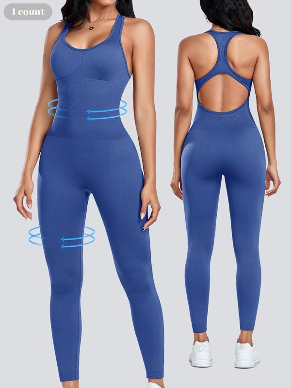 Shapewear Jumpsuit for Women, Tummy Control Cut Out Backless Racerback Bodycon Jumpsuit, Sexy Padded Bra Unitard