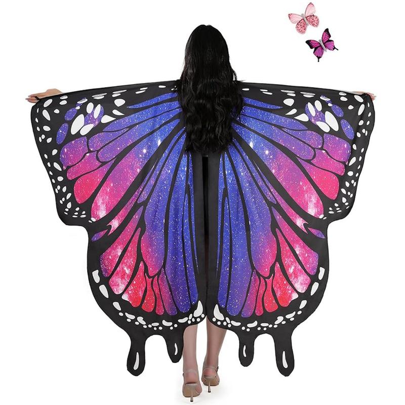 AWAYTR Butterflies Wings Shawl for Womens Halloween Fairy Ladies Cape Costume Accessories Party Dress Up Womenswear Butterfly Clothing