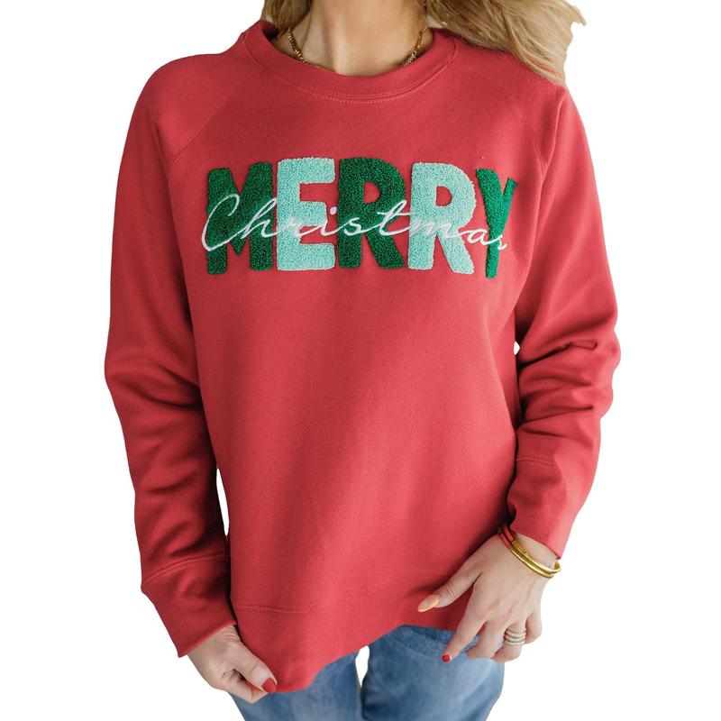 Dokotoo Christmas Women's Casual Crew Neck Sweatshirt Loose Soft Long Sleeve Pullover Tops Christmas Season T-shirt Christmas Shirt Giftideas Christmasgift