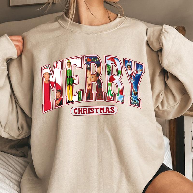 MERRY Christmas 90s Movies Sweatshirt-Hoodie-Tshirt, Christmas Shirtt For Movies Lovers, Christmas Shirt, Thanksgiving Shirt