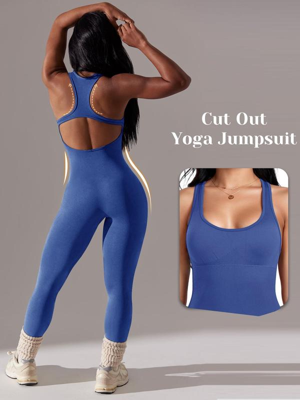 Shapewear Jumpsuit for Women, Tummy Control Cut Out Backless Racerback Bodycon Jumpsuit, Sexy Padded Bra Unitard