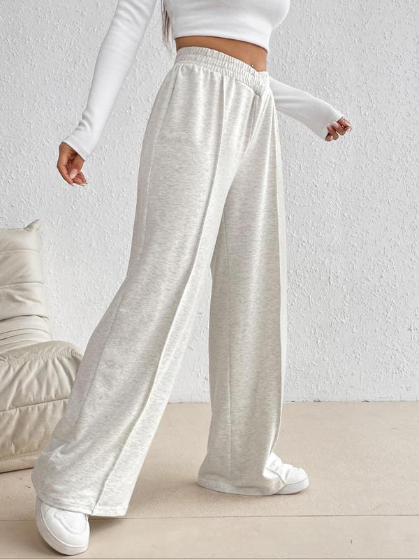 Women's Plain High Waist Wide Leg Sweatpants, Casual Solid Straight Leg Pants for Daily Wear, Ladies Bottoms for All Seasons