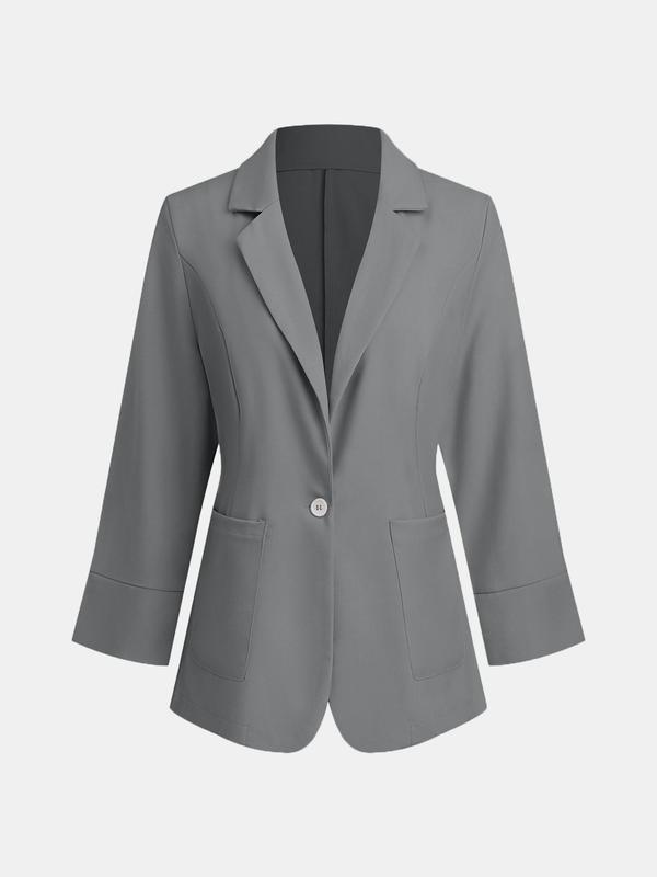 YOZY Christmas Deals, [4 colors] Button Front Pocket Blazer Jackets, Elegant Solid Long Sleeve Lapel Neckline Blazer, Tiktok Shop Black Friday, Black Friday Haul, Christmas 2024 Trend, Fall & Winter Clothes