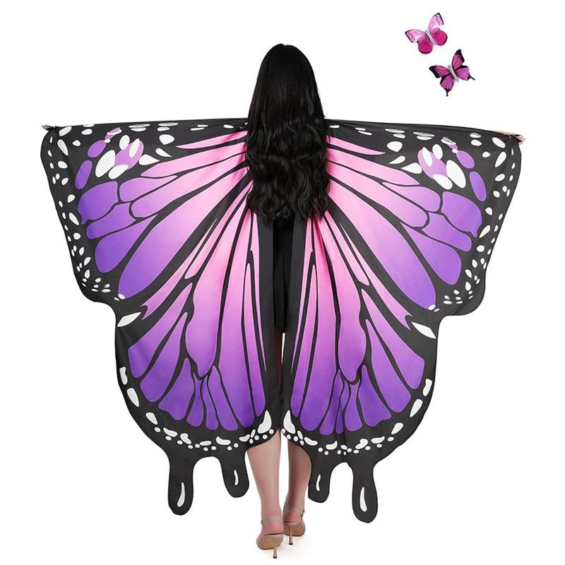 AWAYTR Butterflies Wings Shawl for Womens Halloween Fairy Ladies Cape Costume Accessories Party Dress Up Womenswear Butterfly Clothing