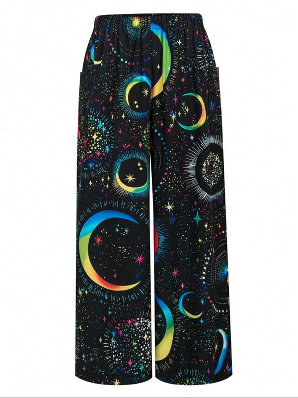  All Over Print Pocket Pants, Casual Comfy Trousers for Daily Wear, Women's Bottoms for Summer