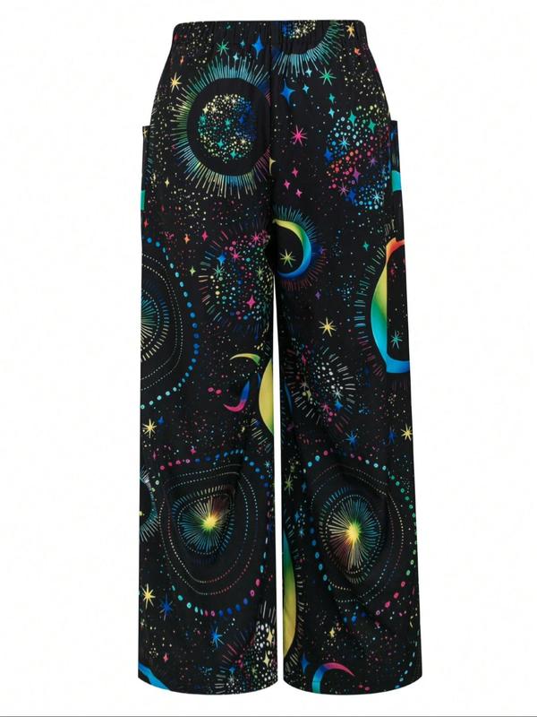  All Over Print Pocket Pants, Casual Comfy Trousers for Daily Wear, Women's Bottoms for Summer