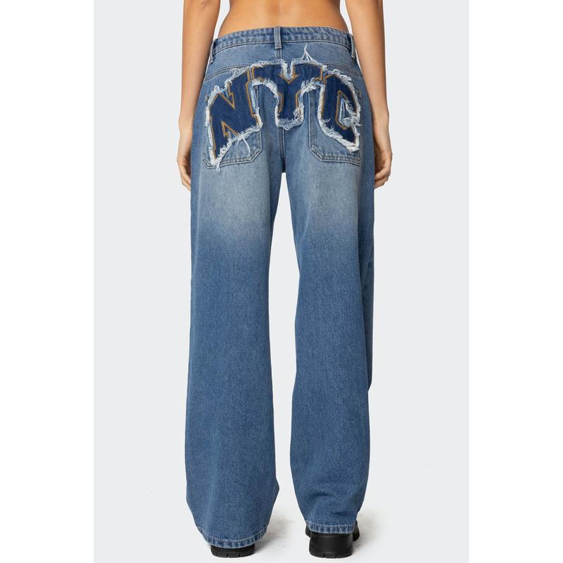 Nyc Washed Low Rise Jeans