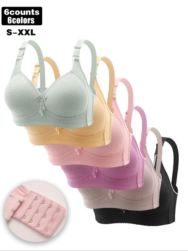 Women's Mixed Color Wireless Bra, 2024 New Style Comfortable Breathable Adjustable Strap Bra, Lingerie for Women Girls All Seasons