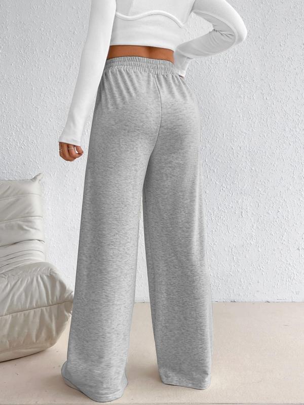 Women's Plain High Waist Wide Leg Sweatpants, Casual Solid Straight Leg Pants for Daily Wear, Ladies Bottoms for All Seasons