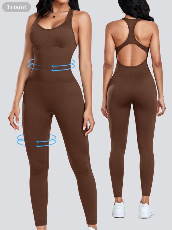 Shapewear Jumpsuit for Women, Tummy Control Cut Out Backless Racerback Bodycon Jumpsuit, Sexy Padded Bra Unitard