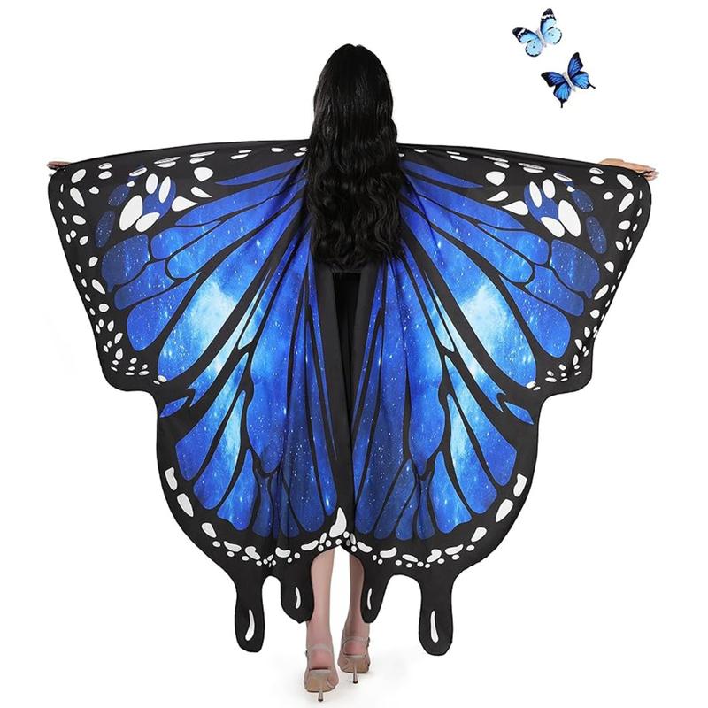 AWAYTR Butterflies Wings Shawl for Womens Halloween Fairy Ladies Cape Costume Accessories Party Dress Up Womenswear Butterfly Clothing