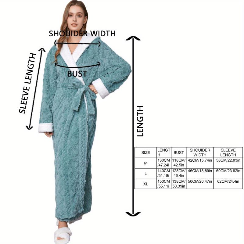 Ultra-Soft Flannel Bathrobe for Women & Men - Extra Long, Thick, and Warm with Hood | Cozy Jacquard Velvet Robe for Couples | Perfect for Autumn & Winter