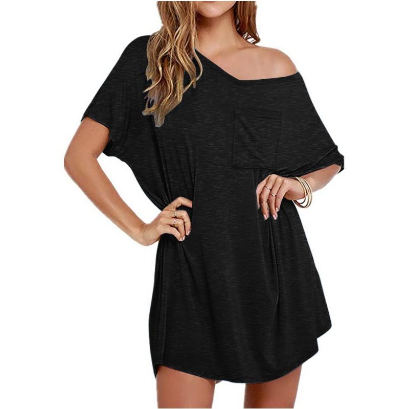 Womens Tshirt Nightgown Cotton V Neck Sleepshirts Comfy Casual Nightshirt for Women