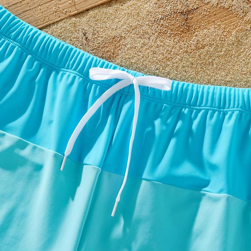 PatPat Family Matching Colorblock Swim Trunks or Shirred Ruffle Strap Two-Piece Swimsuit