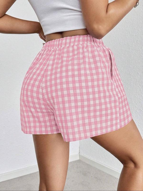 Women's Striped Print Pocket Elastic Waist Shorts, Casual Comfy Wide Leg Shorts for Summer, Shorts for Women, Fashion Women's Bottoms for Daily Wear, Back To School Outfit