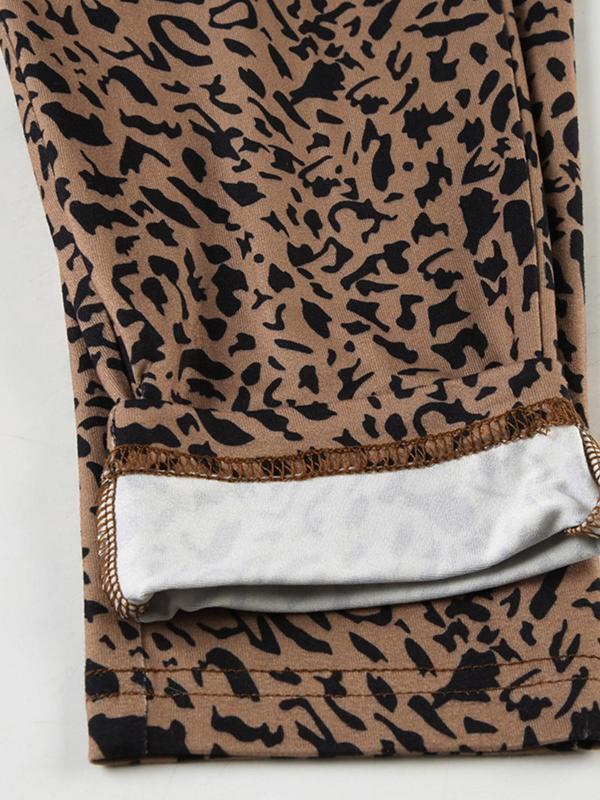 Women's Leopard Print Pants, Casual Comfy Skinny Pants for Daily Wear, Ladies Bottoms for All Seasons