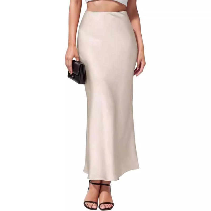 2024 Spring and Summer Skirt Gentle Elegant Graceful High Waist Fishtail Satin Acetate Sheath Skirt Womenswear Bottom