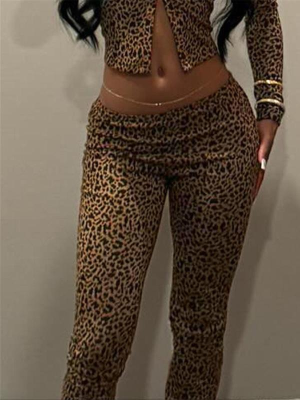 Women's Leopard Print Pants, Casual Comfy Skinny Pants for Daily Wear, Ladies Bottoms for All Seasons