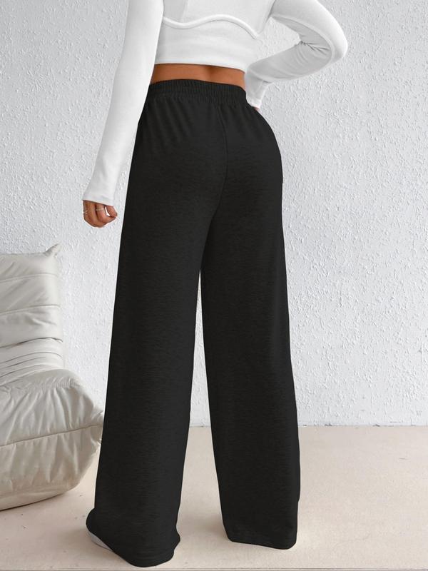 Women's Plain High Waist Wide Leg Sweatpants, Casual Solid Straight Leg Pants for Daily Wear, Ladies Bottoms for All Seasons