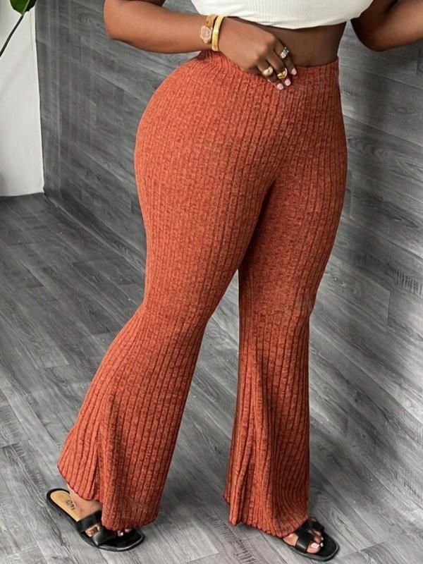  Solid Color Flare Leg Pants, Casual Comfy Bell Bottom Trousers for Daily Wear, Gift Set, Women's Bottoms for Fall & Winter