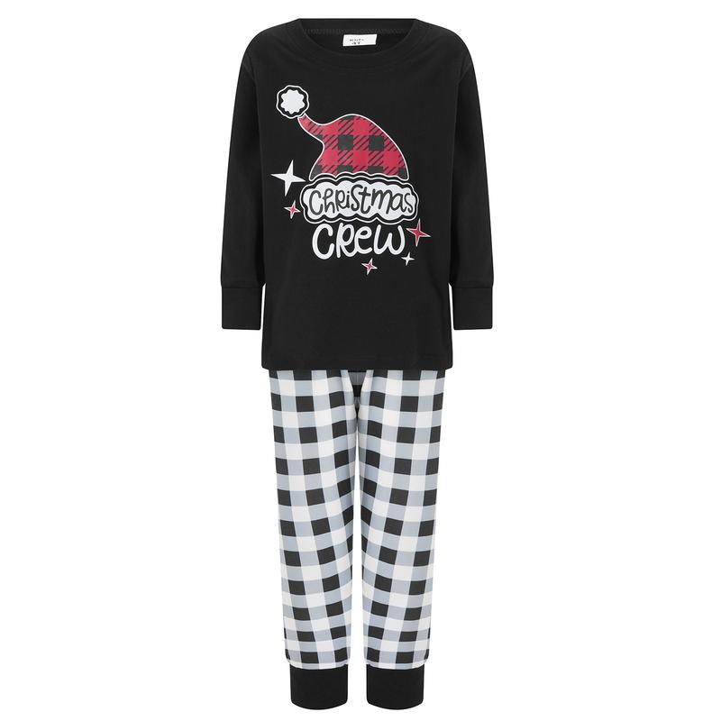 Christmas Pajamas Set for Family Matching Long Sleeve Santa Hat Print Tops + Stripes Pants Set Holiday Sleepwear