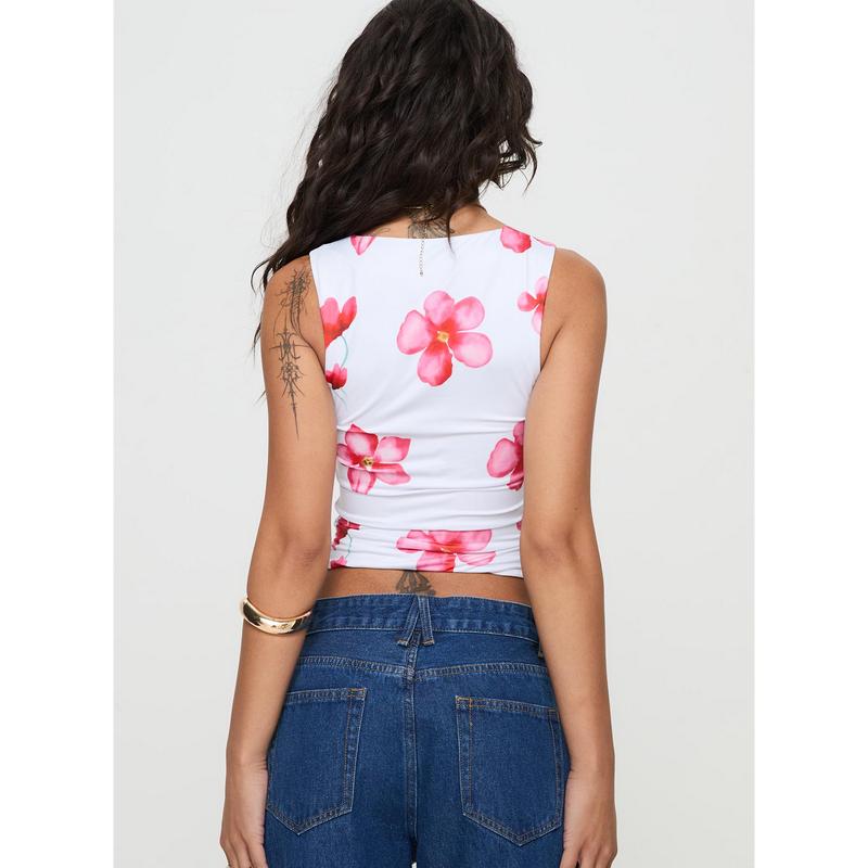 Back In Time Top White Floral