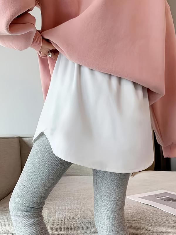 Women's Irregular Fake False Shirt Tail Blouse Hem, Button Decor Detachable Underskirt, Sweatshirt Extender Mini Skirt Decorative Skirts for Sweater