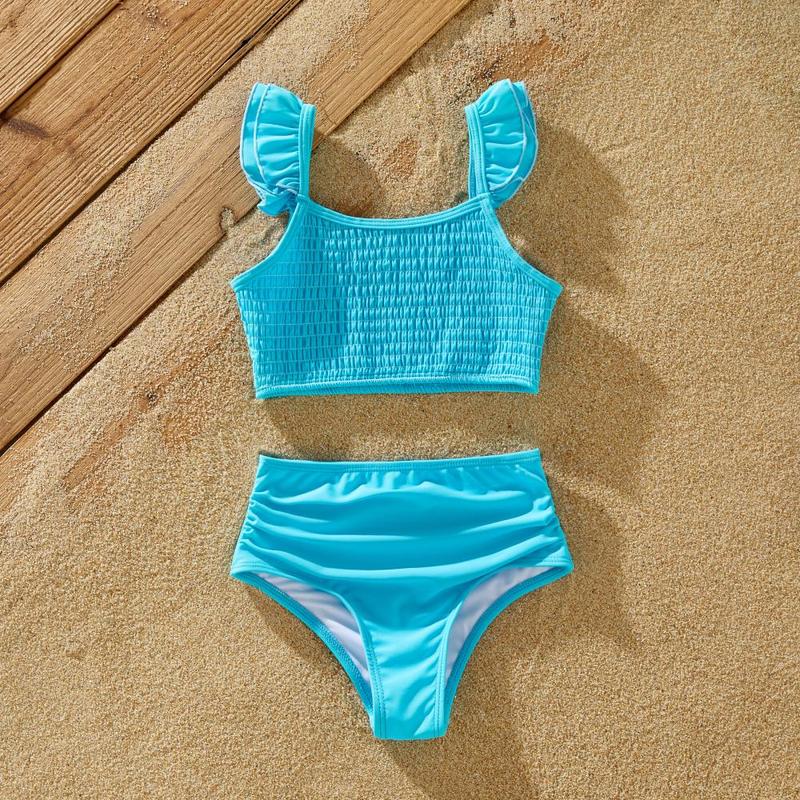 PatPat Family Matching Colorblock Swim Trunks or Shirred Ruffle Strap Two-Piece Swimsuit