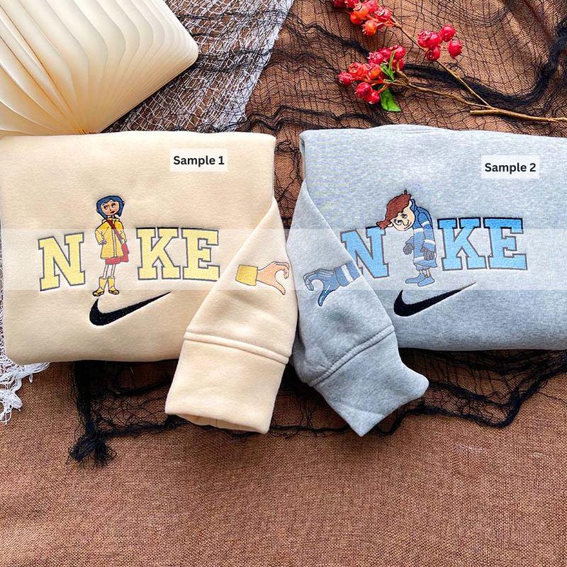 N Coraline & Wybie Embroidered Sweatshirt Cartoon Family Matching Embroidery Sweatshirt Couple Matching Sweater Comfort Unisex Crewneck Sweatshirt Trending Clothing Personalized Friends Gifts