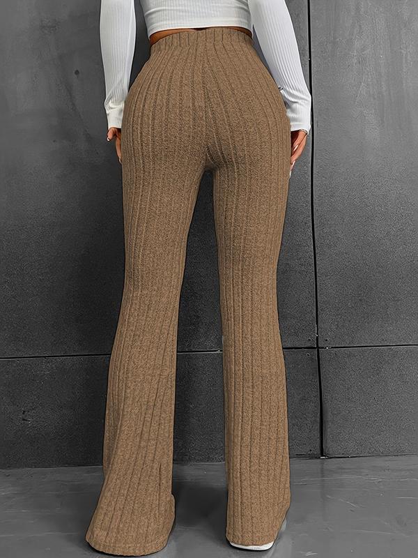  Solid Color Flare Leg Pants, Casual Comfy Bell Bottom Trousers for Daily Wear, Gift Set, Women's Bottoms for Fall & Winter