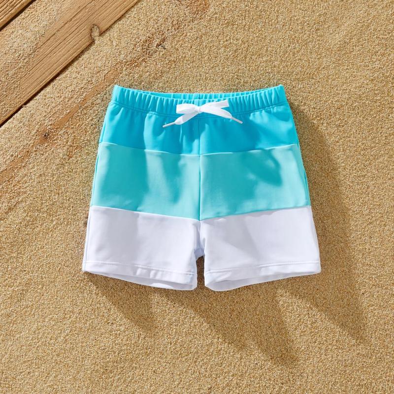 PatPat Family Matching Colorblock Swim Trunks or Shirred Ruffle Strap Two-Piece Swimsuit