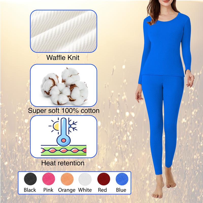 6 Piece of Randomly Selected women's Cozy Waffle Knit Thermal Set, Soft Cotton Blend, Perfect for Layering or Lounging, Comfortable Fit, Warm, Lightweight, Casual Wear, Stretchy, Everyday, Sleepwear, Relaxed, Stylish