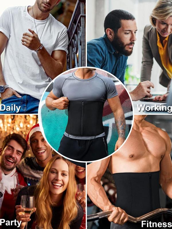 Men's Solid Zipper Waist Trainer, Breathable Comfortable Tummy Control Shaper, Waist Cincher for Men, Shaper for Daily Wear