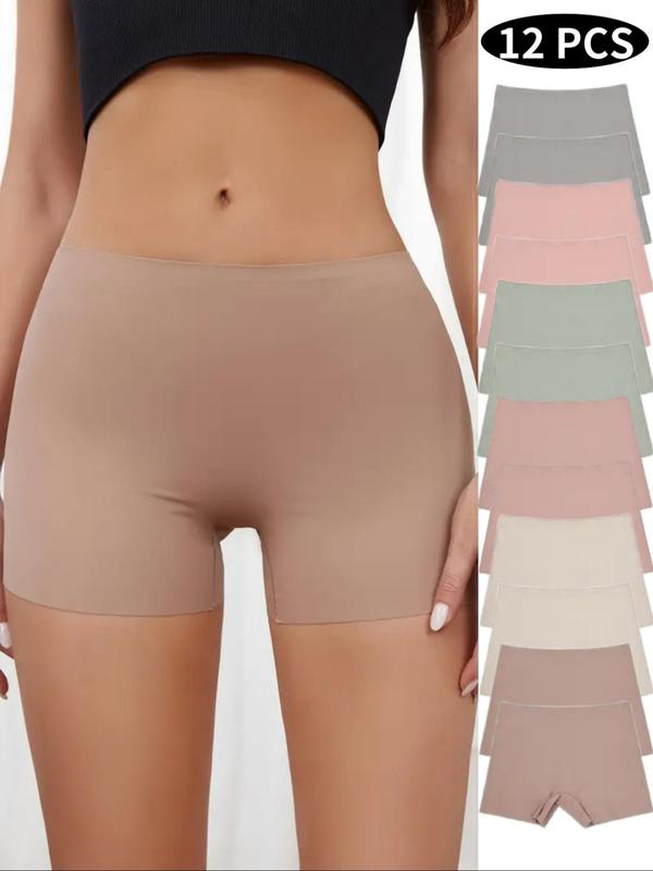 Women's Solid Color Seamless Boyshorts, Soft Comfy Breathable Panty for Daily Wear, Underwear for All Seasons