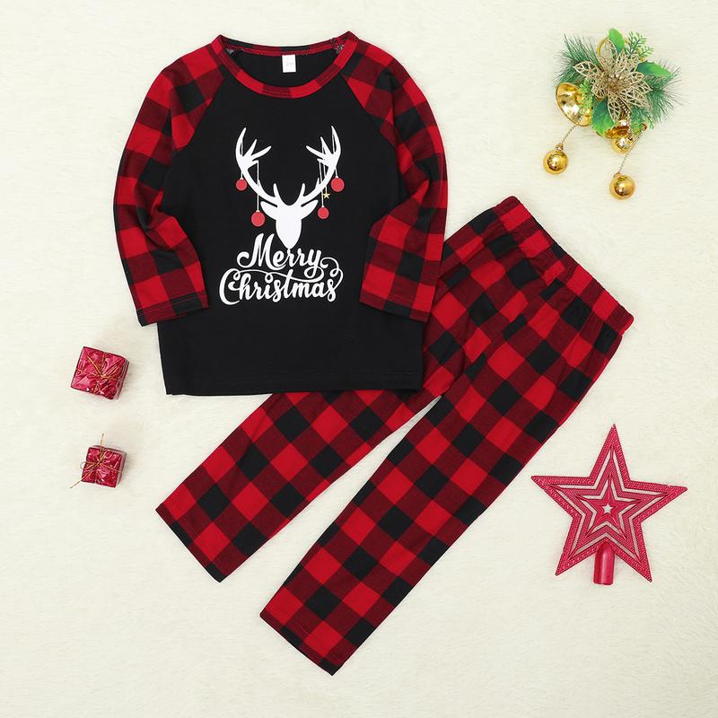 Holiday Christmas Family Pajamas Matching Set Moose Xmas Pjs for Couples and Kids Baby Sleepwear Christmas Pajama Set Long Sleeve Womenswear