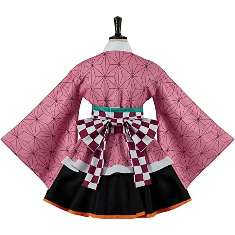 Anime Demon Slayer Cosplay Kamado Nezuko Costume Kimono Dress Uniform for Adult Women Party Womenswear