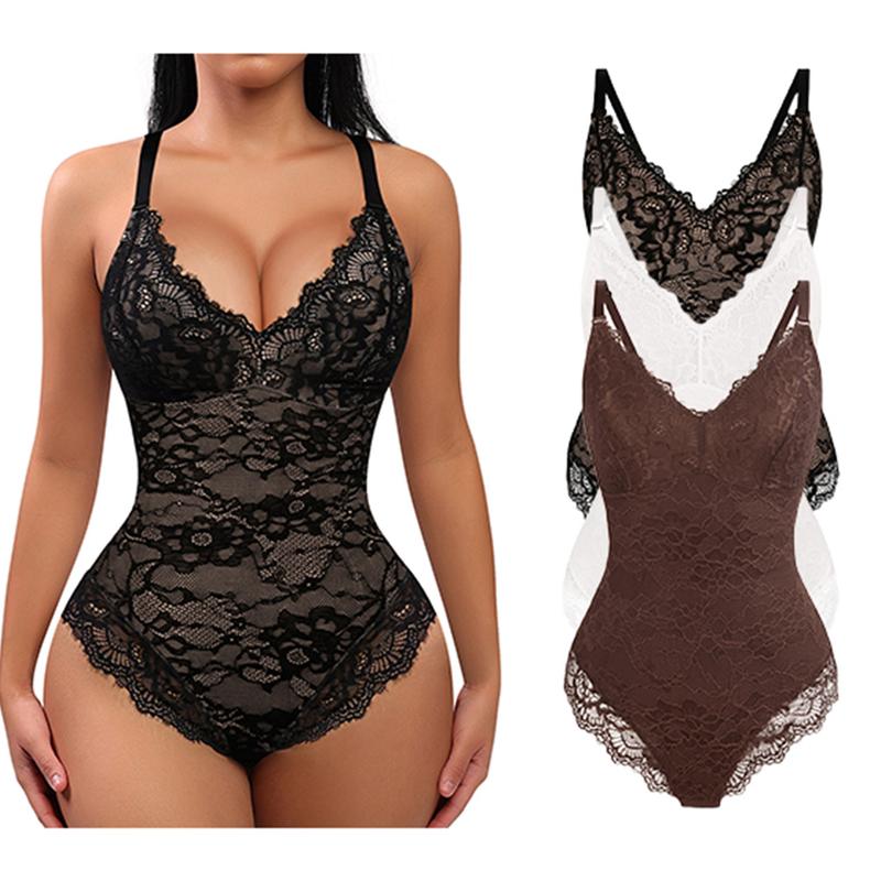 FeelinGirl Sexy Lace Bodysuit Shapewear for Women Thong Adjustable Seamless Underwear Womenswear  Nylon Tops1