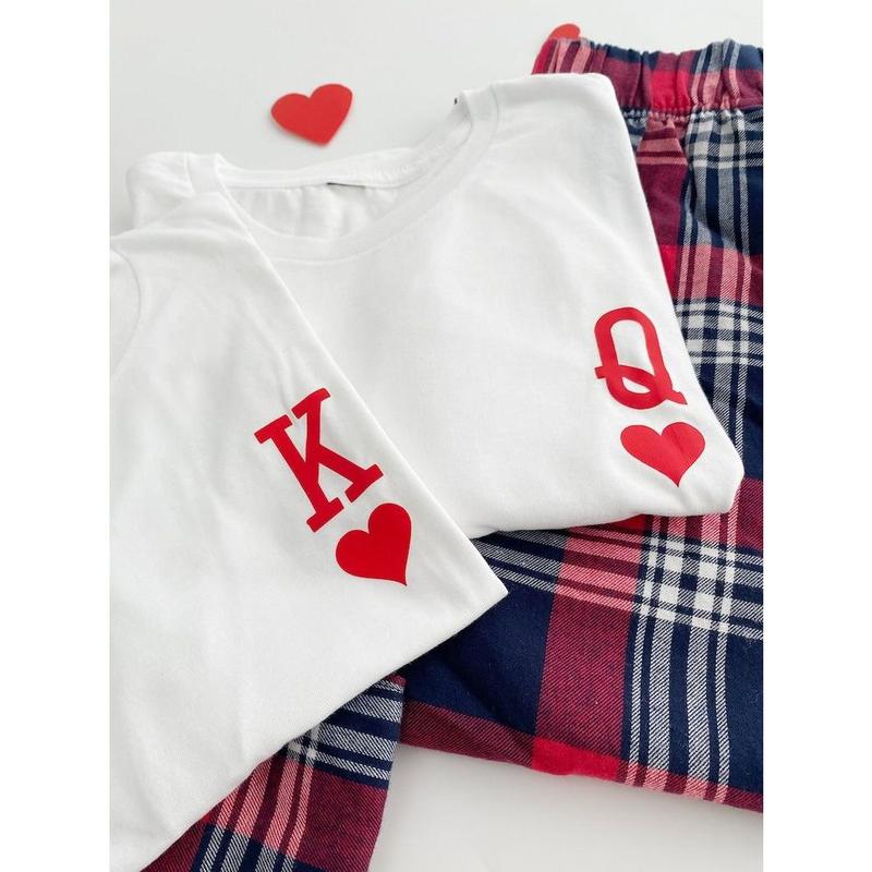 Valentine's Day Matching Only T-Shirt gift for couples King and Queen Set Valentines Day Couple Fashion Christmas Gifts. T-Shirt