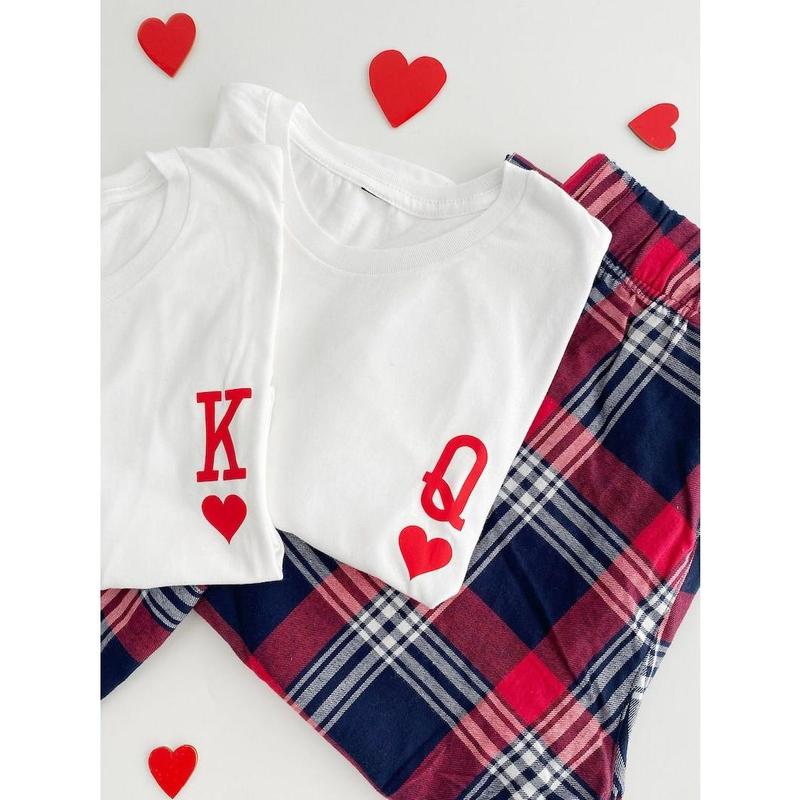 Valentine's Day Matching Only T-Shirt gift for couples King and Queen Set Valentines Day Couple Fashion Christmas Gifts. T-Shirt