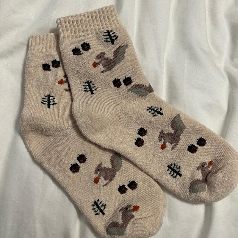 Squirrel Print Plush Socks